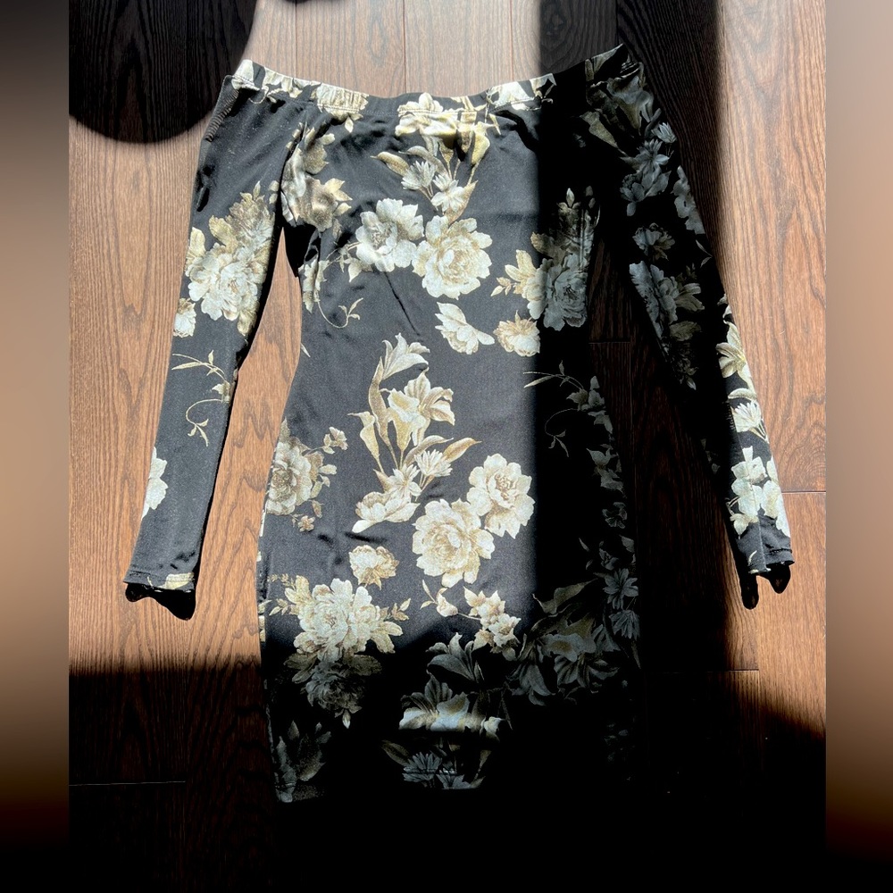 Golden Floral Mini Dress